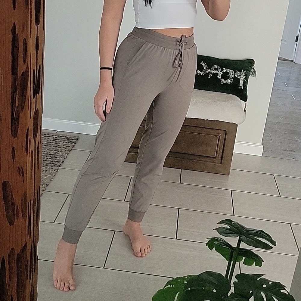 Rachel Zoe Taupe Drawstring Jogger Pants - Picture 3 of 10